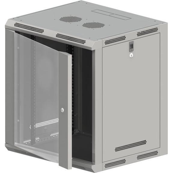 Q-Lantec Hängeschrank 19" 12U (SW-12U-600-500-N-DMJ-OP-RP-BS) (19 Zoll Rack), Serverschrank, Grau