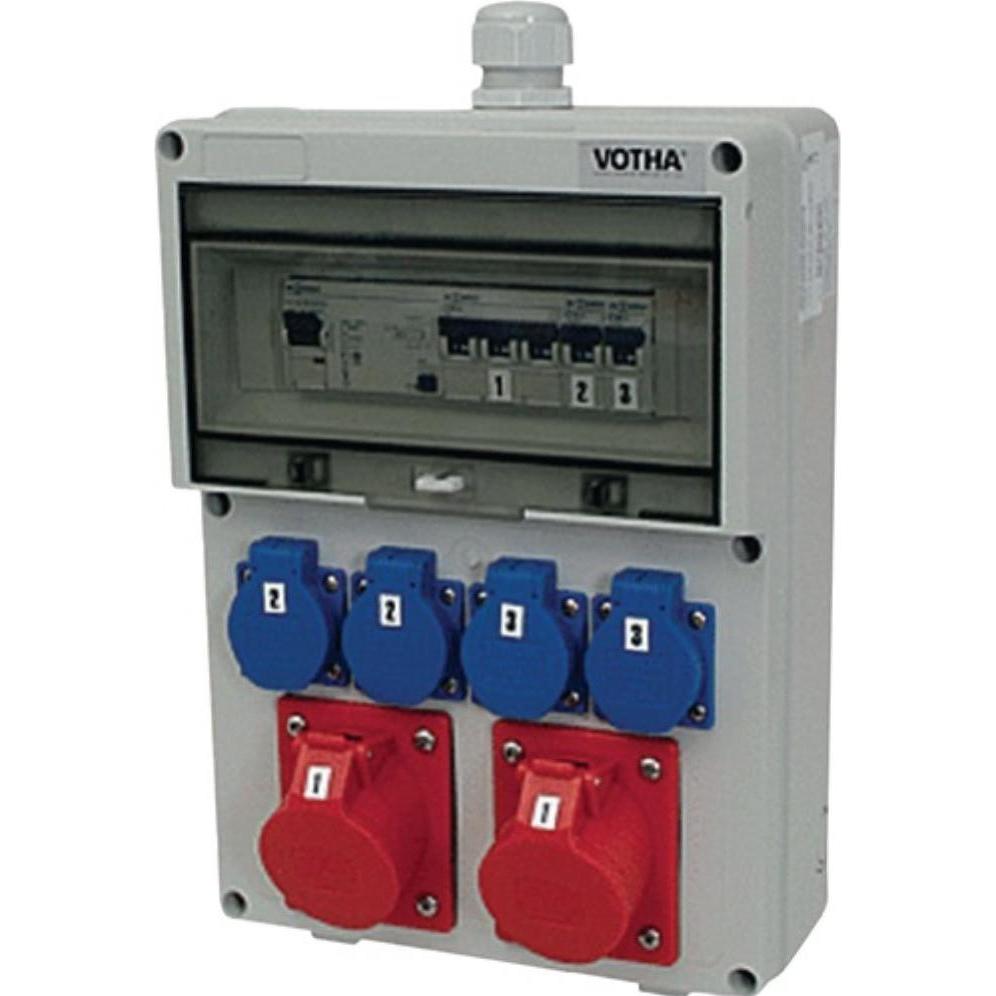 HP Autozubehör, Baustromverteiler, Kunststoffwandverteiler Verschraubung M32 1xCEE 32 A,1xCEE 16 A, 4x230V (1 x, CEE 16/...