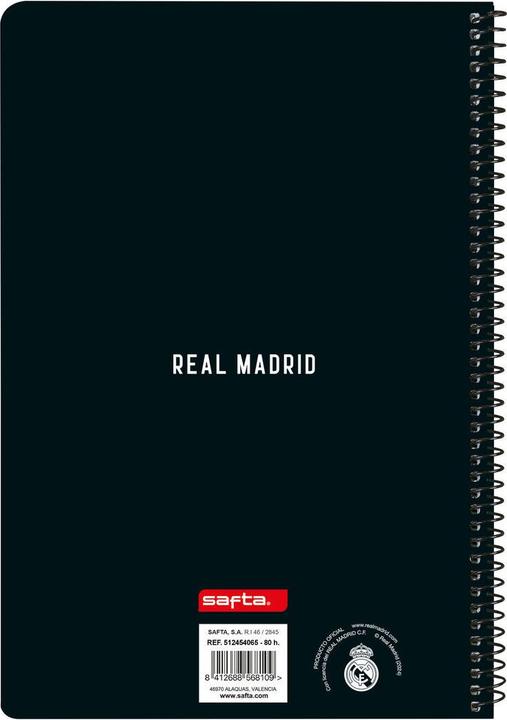 Image du produit Real Madrid CF Notizbuch Real Madrid C.F. Weiss Grau A4 80 Blatt (A4, Quadrillé, Couverture rigide)