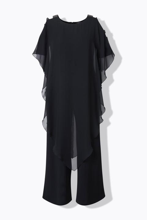 Actual product image Ulla Popken Layered Chiffon Wrap Jumpsuit (46, 48)
