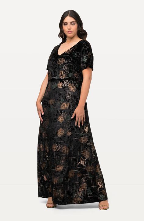 Produktbild Ulla Popken Abendkleid, Samt, V-Ausschnitt, Halbarm (50, 52)