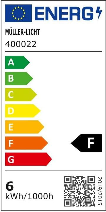 Energie-Label Müller Licht LED Kerzenform 5,5W (40W) E14 470lm 180° 2700K, dimmbar, Weiss (E14, 470 lm, 1x)