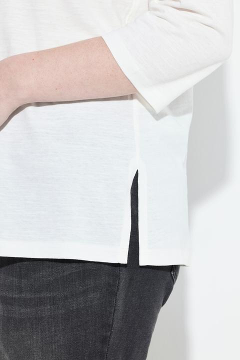 Immagine prodotto Ulla Popken Maglia dal taglio svasato con scritta stampata, scollo a V e maniche a 3/4 (42, 44)