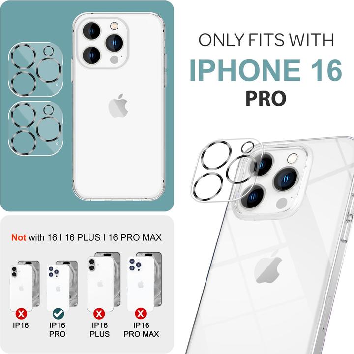 Productafbeelding Nalia 2x camera beschermingsglas (2 Stuk, Apple iPhone 16 Pro)
