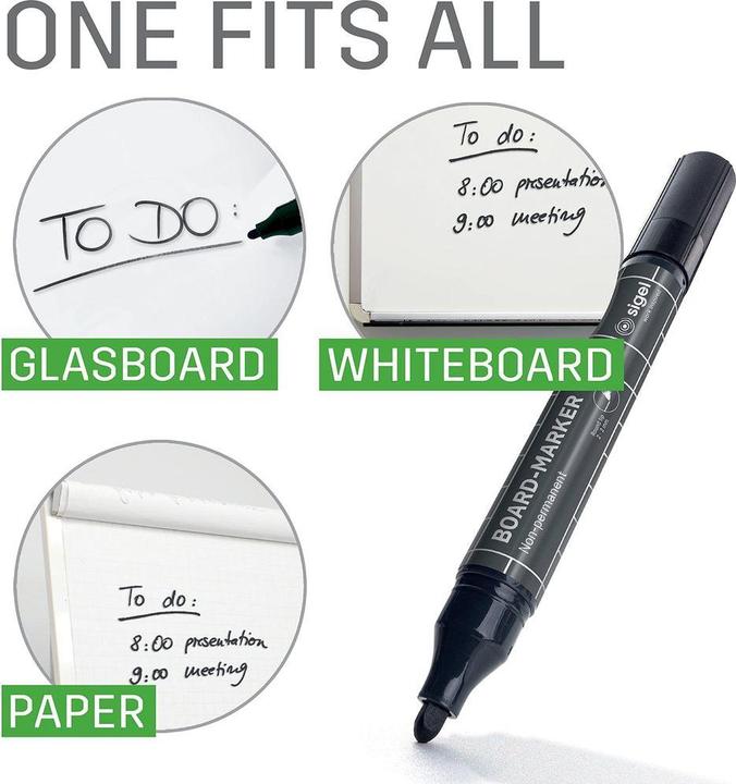 Productafbeelding Sigel Niet-permanente marker 4 stuks, zwart/blauw/groen/rood (4x)