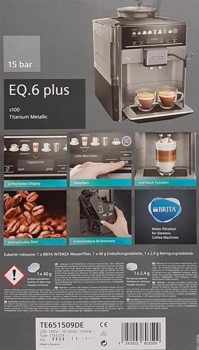 Image du produit Siemens EQ6 plus s100, TE651509DE (Fiche CH)