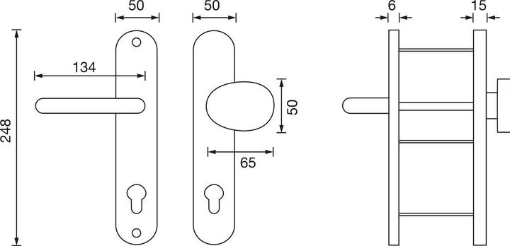 Actual product image Marchesi SH mortise door handle set GARDA knob, cranked, without centre plate, silver, RC2, 50 x 247 x 15 (Door handle)