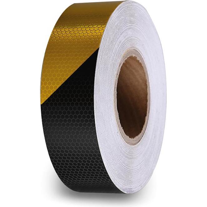 Perel, Klebeband, Reflektierendes Wabenband 5cm x 5m - Schwarz/Gelb