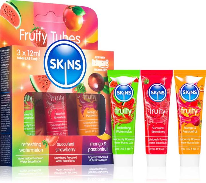 Image du produit Skins Assortiment de lubrifiants Fruity Tubes - 3x12ml, Vegan (36 ml)