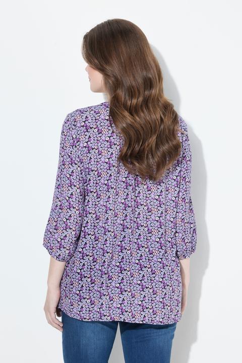 Produktbild Ulla Popken Smokbluse, Blüten, A-Linie, Rundhals, 3/4-Arm (42, 44)