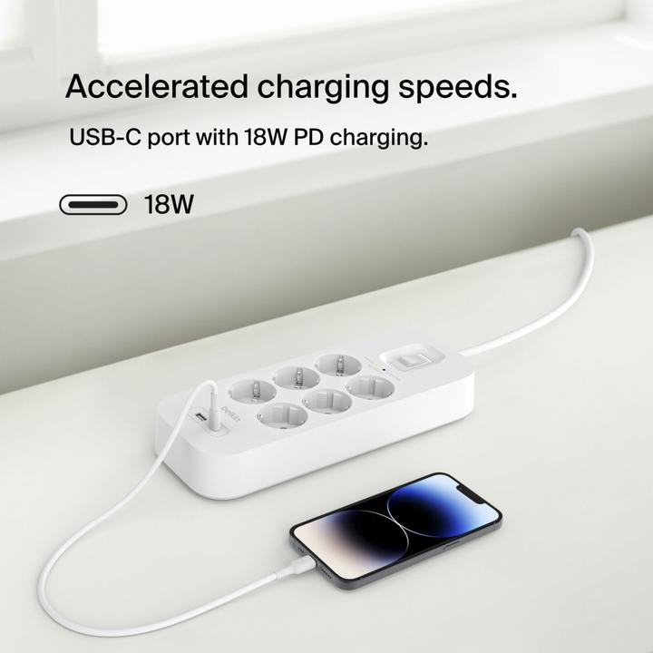 Produktbild Belkin Surgemaster Überspannungsschutz (6 x, CEE 7/3, 2 m)