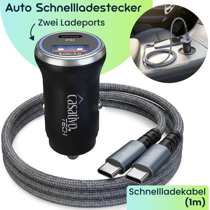 Produktbild Casativo Kfz-USB-Netzteil, (54 Watt) inkl. Ladekabel, USB-C PD & USB-A QC