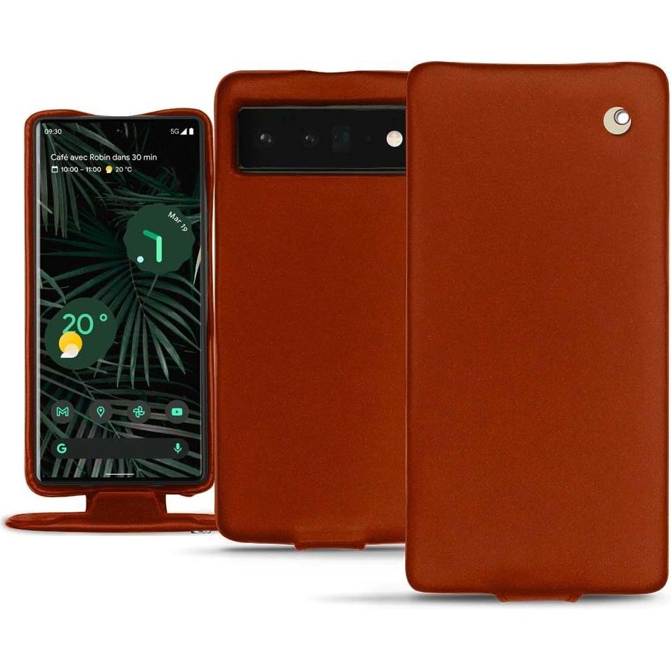 Noreve Lederschutzhülle vertikal (Google Pixel 6 Pro), Smartphone Hülle, Orange