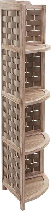 Image du produit Mendler Etagère d'angle HWC-K85, pliable 4 étagères, bois 110cm - marron, tressée marron (110 x 28 x 28 cm)