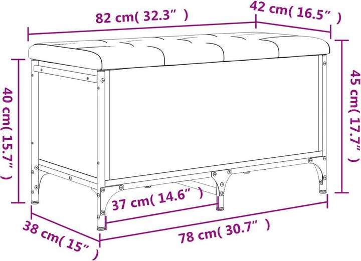 Actual product image VidaXL Bench with storage space brown oak 82x42x45 cm (42 cm)