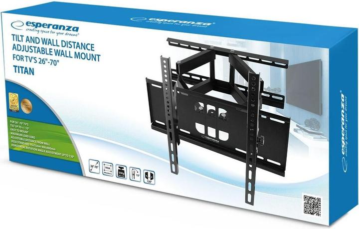 Image du produit Esperanza ERW012 Support TV 26-70" jusqu'à 55kg (Mur, 55 kg, 26" - 70")