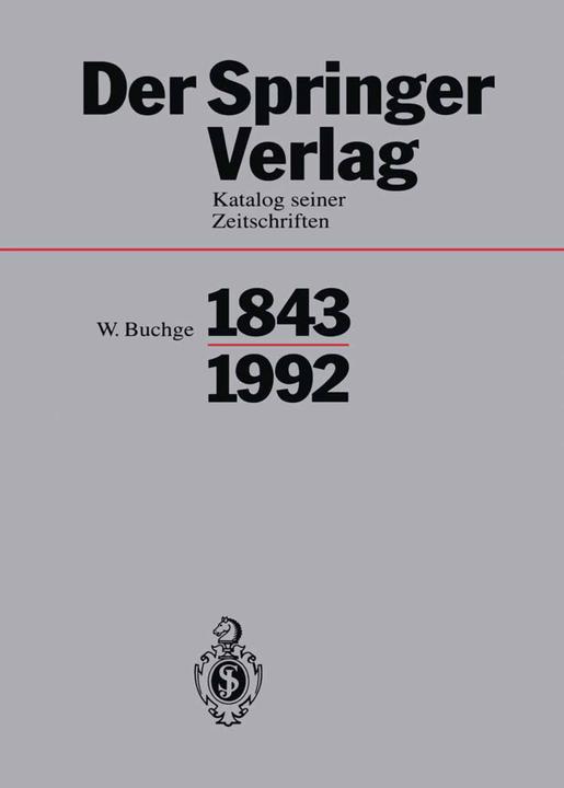 Produktbild Der Springer-Verlag (Deutsch, Wilhelm Buchge, 2012)