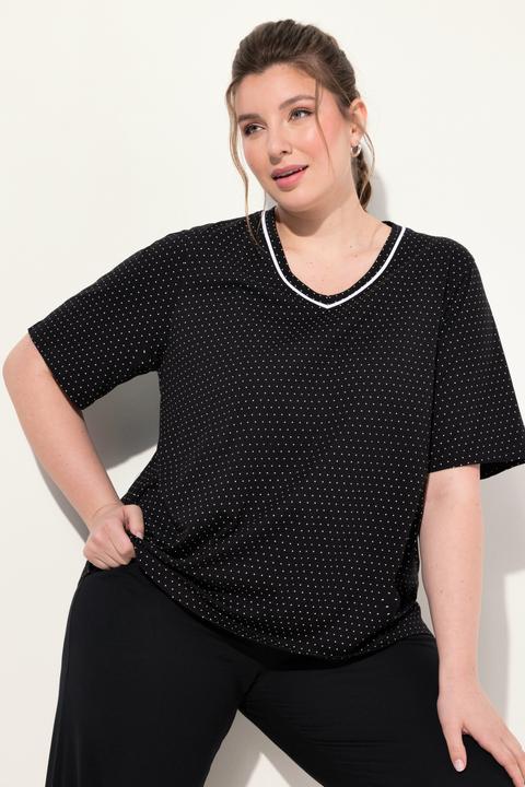Produktbild Ulla Popken Pyjama-Shirts, 2er-Pack, Punkte/uni, Halbarm (46, 48)