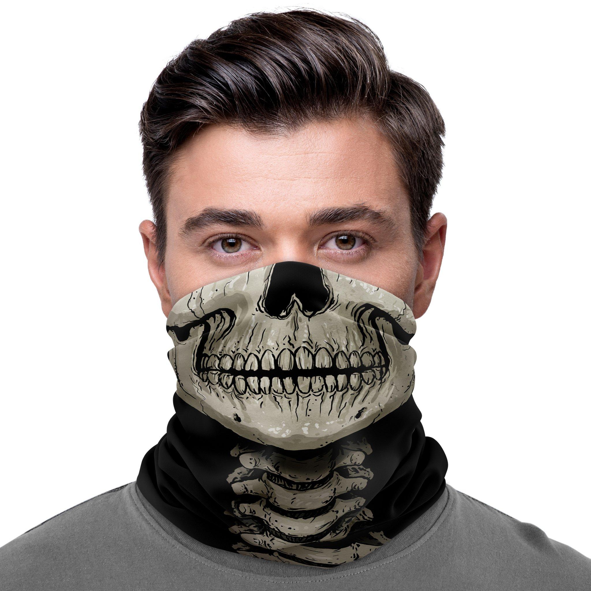 Thumbnail - Maskworld, Herren, Sturmhaube + Halsschlauch, Schlauchschal Skelett, Schwarz