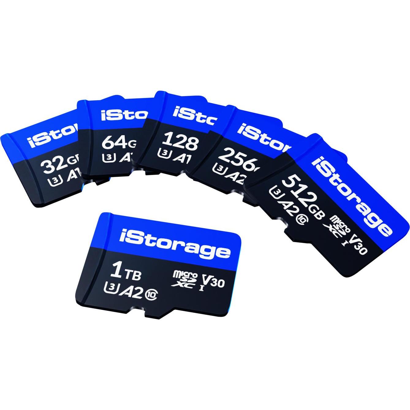 iStorage microSD Card (10-Pack) (256 GB, microSDXC, U3, UHS-III), Speicherkarte, Blau, Schwarz
