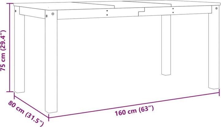 Image du produit vidaXL Esstisch (160 x 80 x 75 cm)