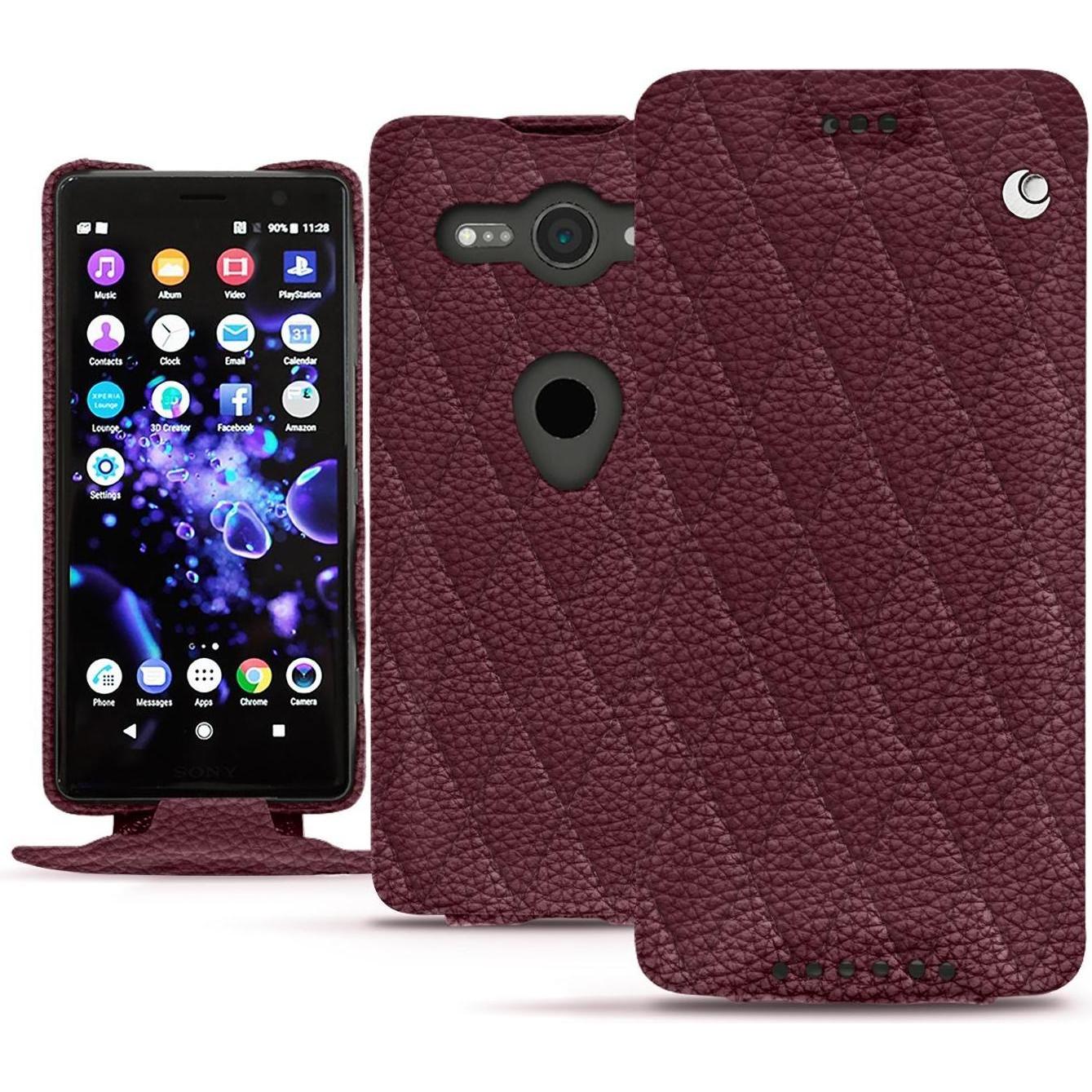 Noreve Lederschutzhülle vertikal (Sony Xperia XZ2 Compact), Smartphone Hülle, Violett