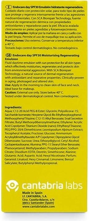 Actual product image Cantabria Labs Endo Day Spf30 40ml (Sun cream face, SPF 30, 40 ml)