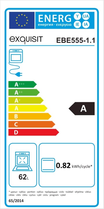 Energie-Label Exquisit EBE 555-1.1 Elektro-Einbaubackofen
