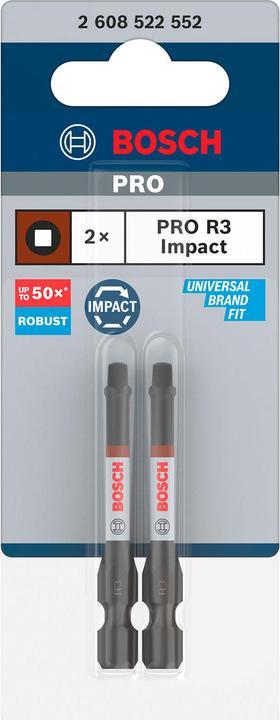 Produktbild Bosch Professional Zubehör PRO Robertson Impact Bit, R3, 55 mm, 2-tlg.