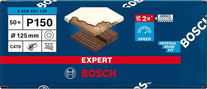 Produktbild Bosch Professional Zubehör EXPERT C470 Schleifpapier mit 8 Löchern für Exzenterschleifer, 125 mm, G 150, 50-tlg. (150)