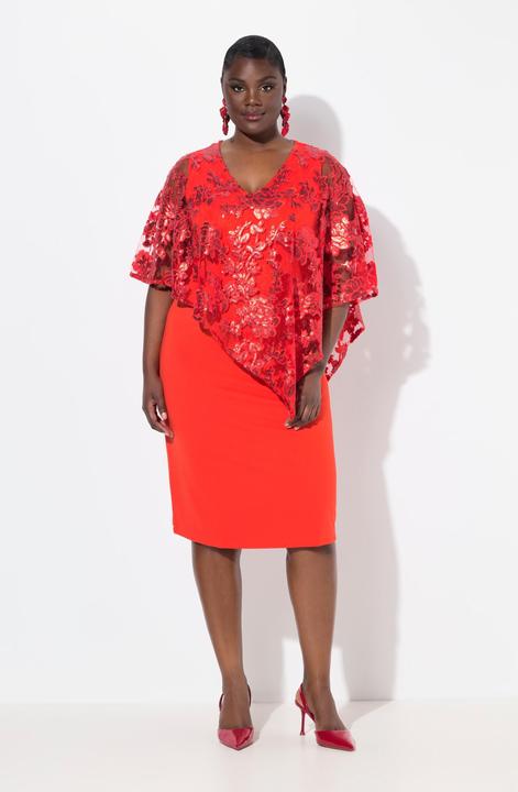 Produktbild Ulla Popken Kleid, Überwurf, Pailletten, V-Ausschnitt, 3/4-Arm (50, 52)