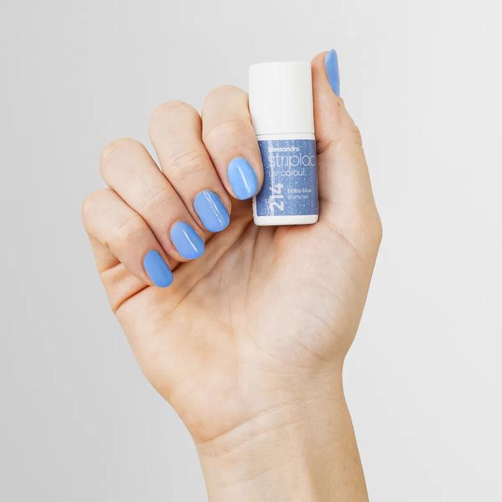 Image du produit Alessandro International Striplac UV Colour Baby Blue 6.5 ml (214 Baby Blue Shimmer, Vernis semi-permanent)