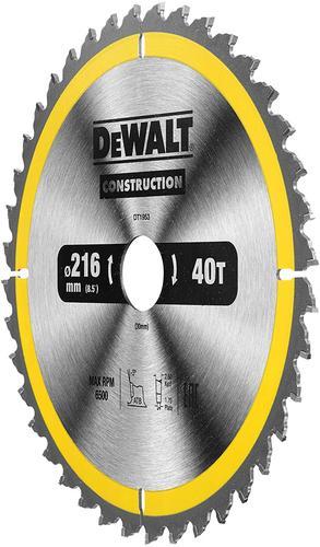 Produktbild DeWalt BauKreissägeblatt für Stationärsägen/Kreissägenblatt (216/30 mm 40WZ, universeller Einsatz u