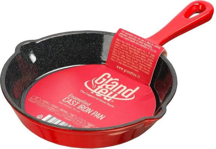 Productafbeelding geëmailleerde gietijzeren pan 15,5 cm, rood (15.50 cm, Koekenpan, Gietijzer)