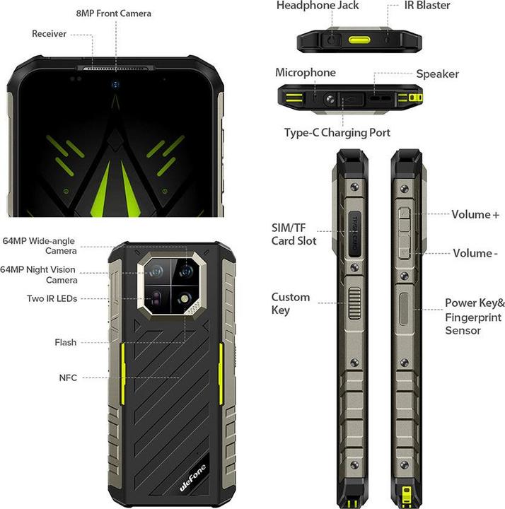 Productafbeelding Ulefone Armor 22 (128 GB, Black, 6.58", Dubbele SIM, 4G)