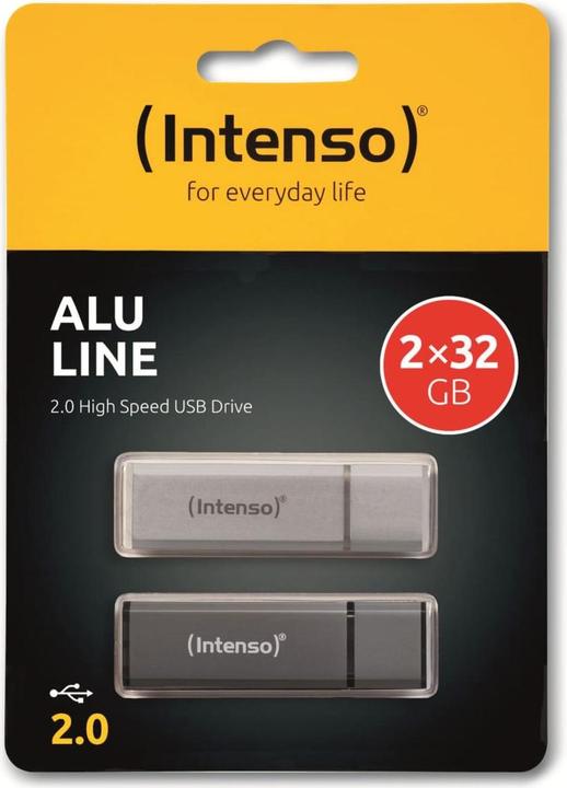 Actual product image Intenso AluLine USB Drive 32GB double pack 2x32GB - 32 GB (32 GB, USB-A)