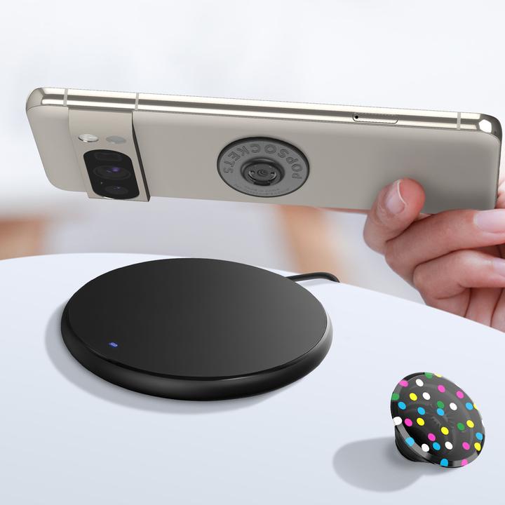 Actual product image PopSockets PopGrip Black Disco Dots