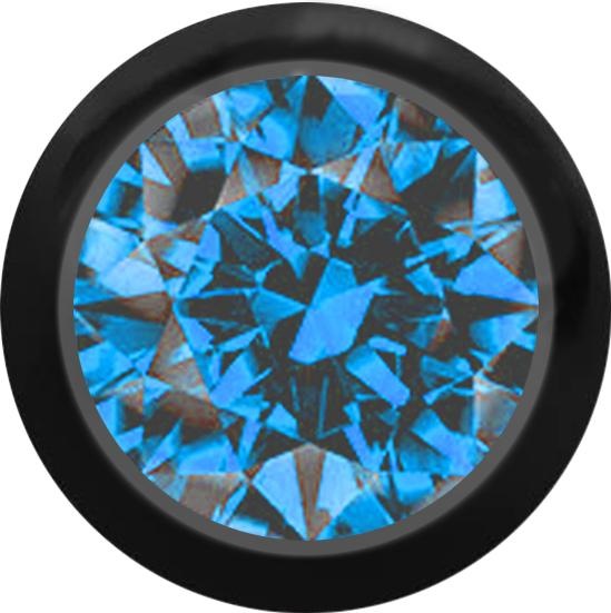 Produktbild Star Piercing Kugel schwarz mit Kristall dunkelblau (ohne Messing, Chirurgenstahl 316L)