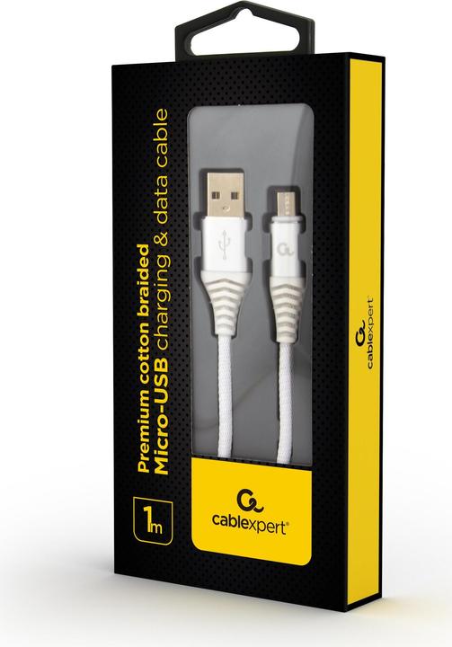 Produktbild Gembird CC-USB2B-AMMBM-1M-BW2 USB Kabel USB 2.0 Micro-USB B USB A Silber (1 m, USB 2.0)