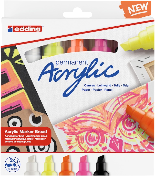Edding Acrylmarker 5000 (Mehrfarbig, 10 mm, 5 x)