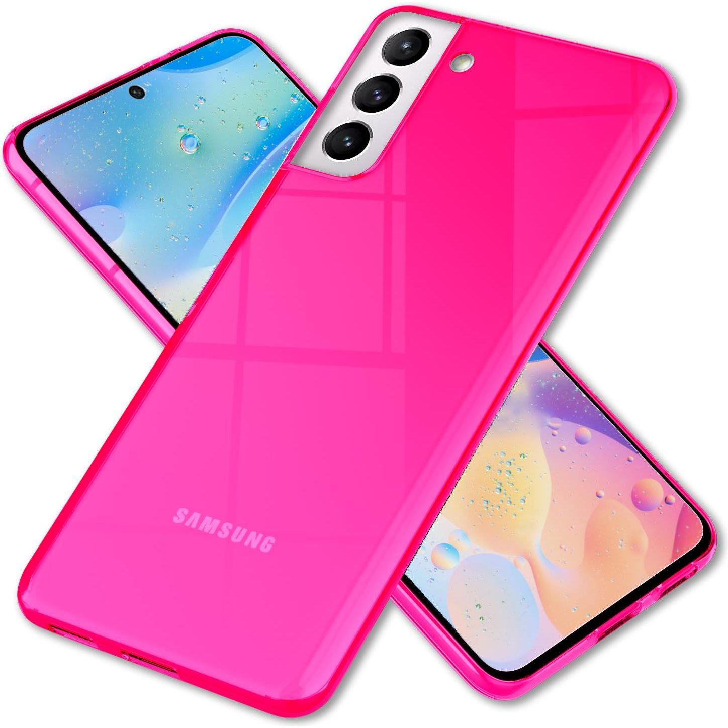 Nalia Klar Transparente Neon Silikon Hülle (Samsung Galaxy S22+), Smartphone Hülle, Pink