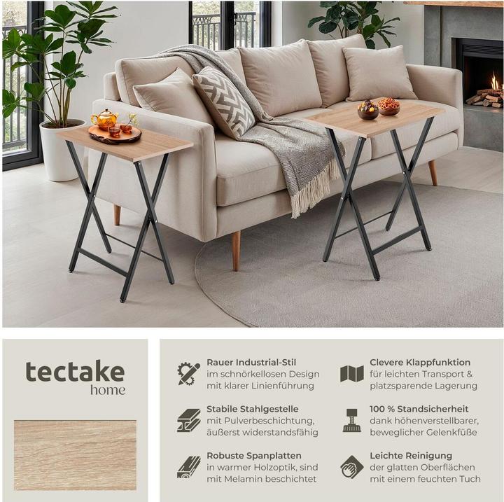 Produktbild tectake 2er Set Beistelltische Phoenix klappbar (48 x 36 x 66.5 cm)