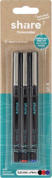 Produktbild Share Tintenroller Y-04-04-02 sortiert 3St. (Mehrfarbig, 3 x)
