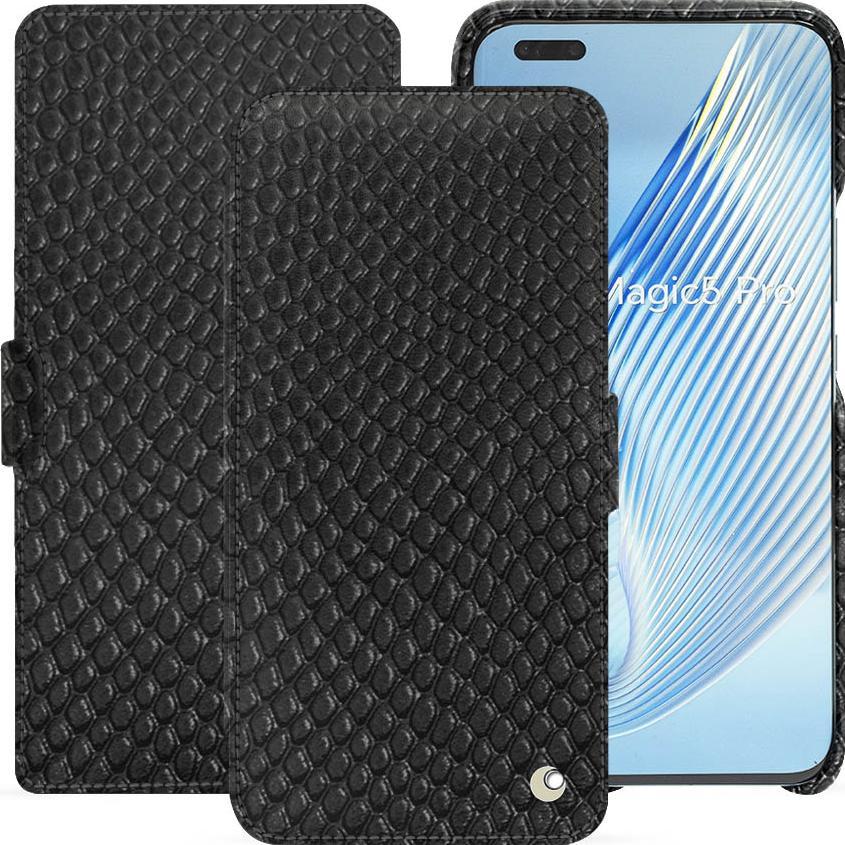 Noreve Lederschutzhülle horizontal (Honor Magic5 Pro), Smartphone Hülle, Schwarz