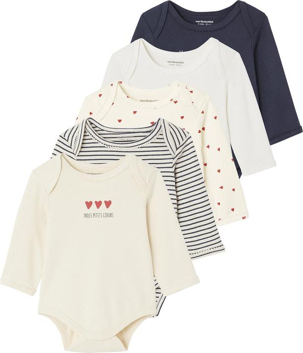 Vertbaudet Collection bio : lot de 5 bodies à enfiler pour bébé Oeko-Tex