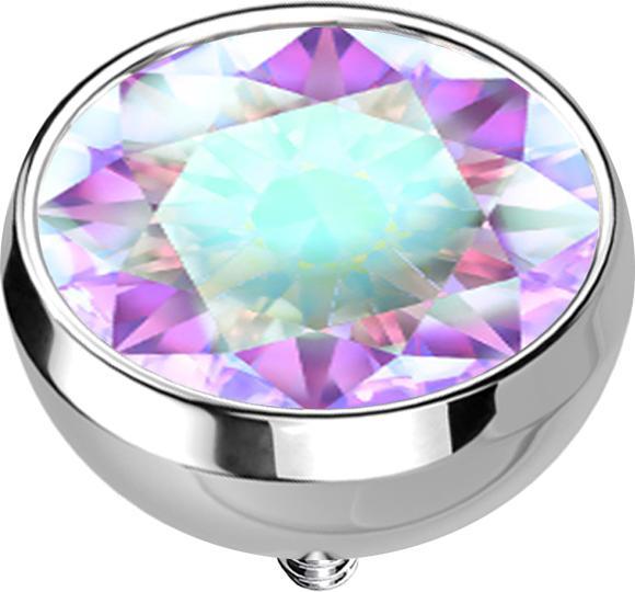 Actual product image Star Piercing Dermal Anchor hemisphere silver with crystal multicolour (without brass, Titanium)
