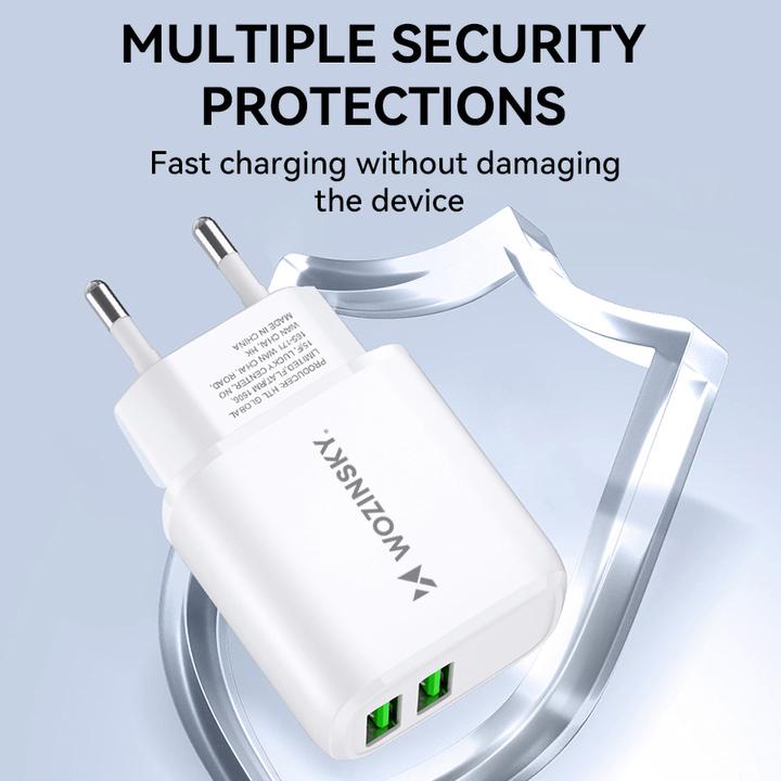 Actual product image Wozinsky CUWCW 2.4A 2 x USB-A wall charger - white