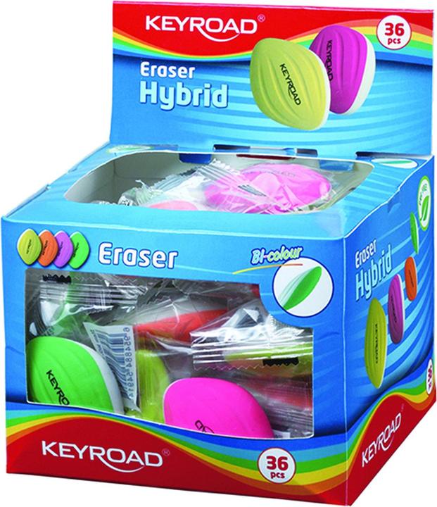 Actual product image Keyroad Hybrid universal eraser, packed in display, colour mix