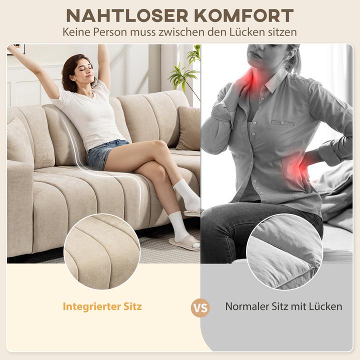 Actual product image Homcom Ecksofa Polyester, Stahl Beige (Corner sofa)