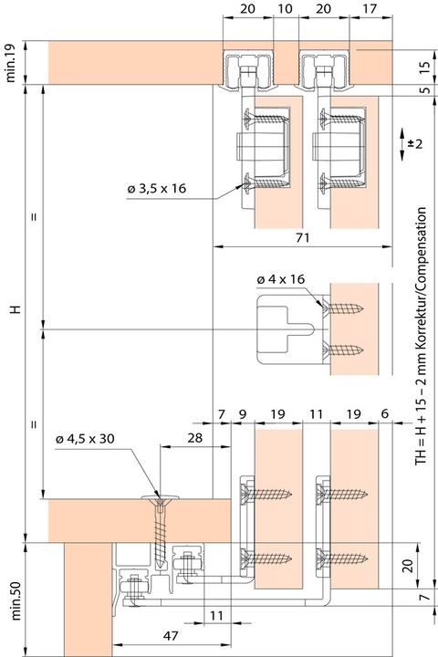 Image du produit HAWA Garn. HAWA-CLIPO 26 H MS, pour 3 portes